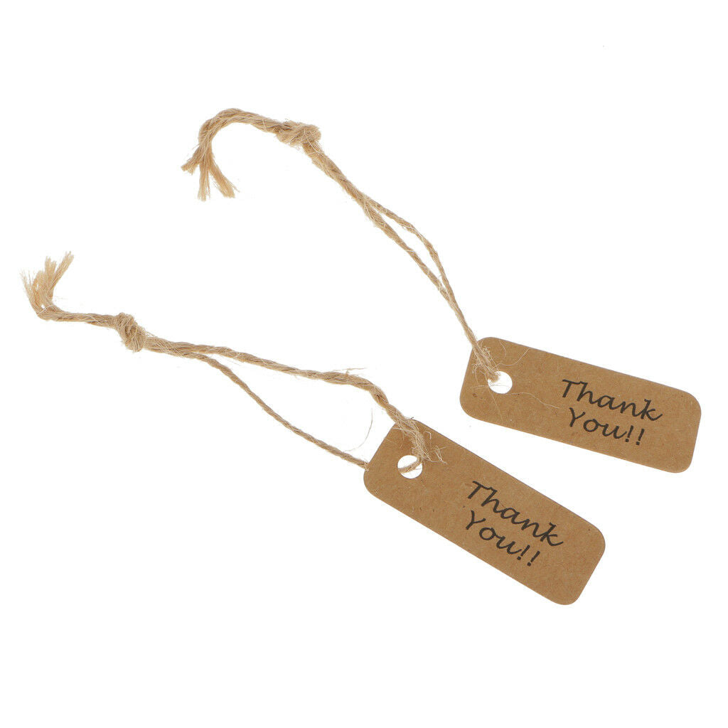 100pcs Thank You Christmas Kraft Paper Gift Tags Labels Hanging Cards Brown