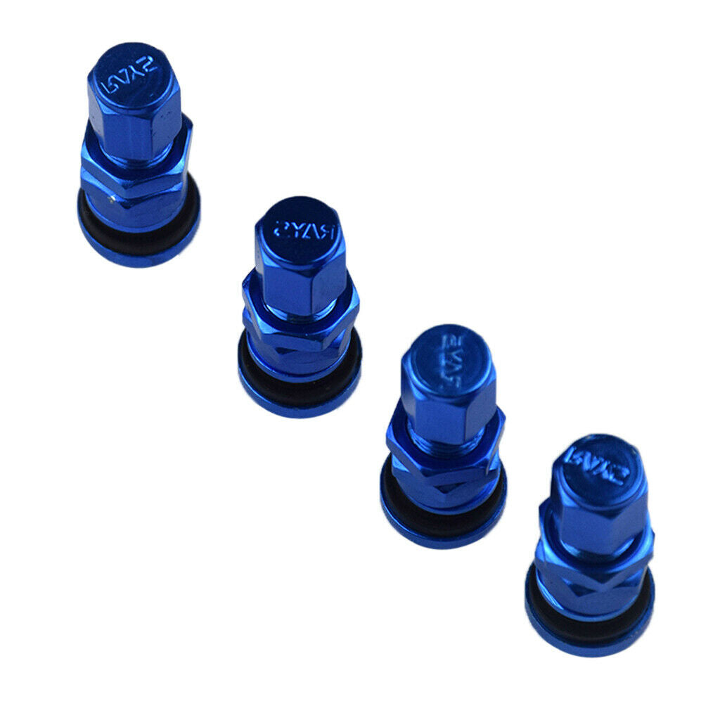 4x Blue Aluminum Auto Car Tubeless Wheel Tire Valve Stems Adapter