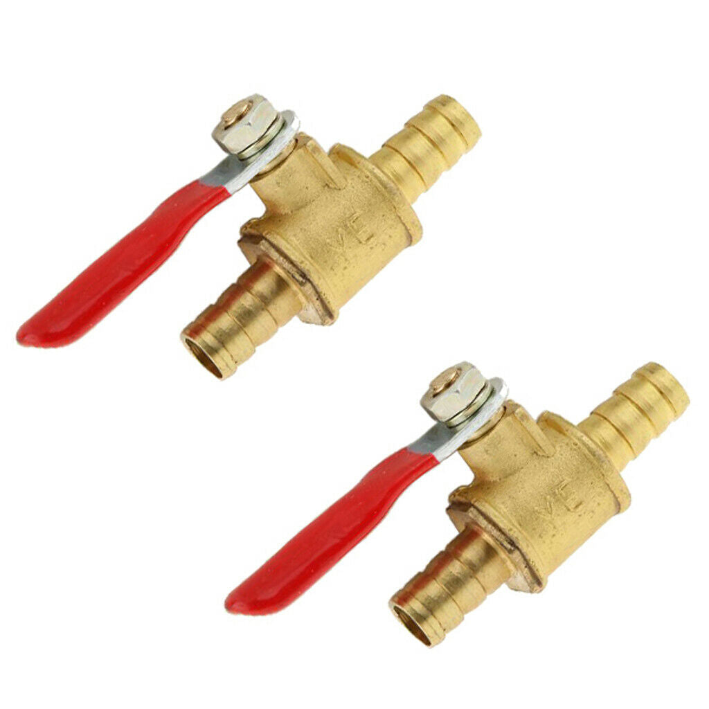 2pcs 1x 8mm Brass Ball Valve Gas Air Fluid Use Shut Off Red Handle