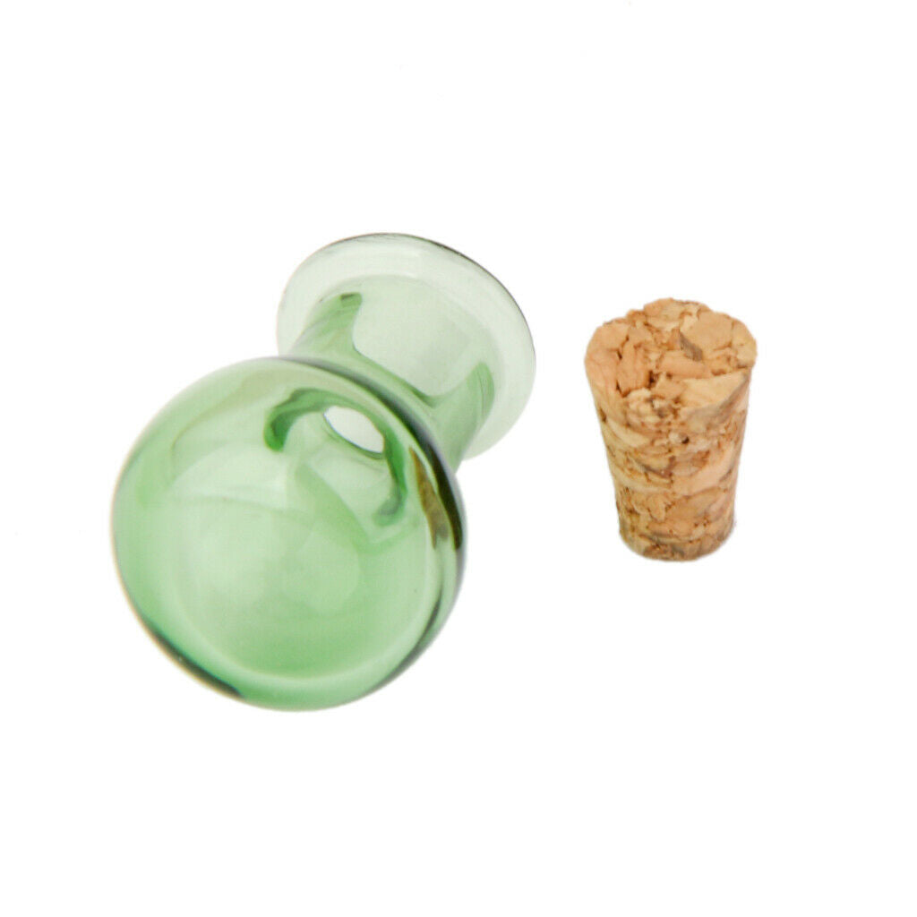 10 Glass Cork Bottles Flat Base Jars Vial Wishing Bottle DIY Pendants Green