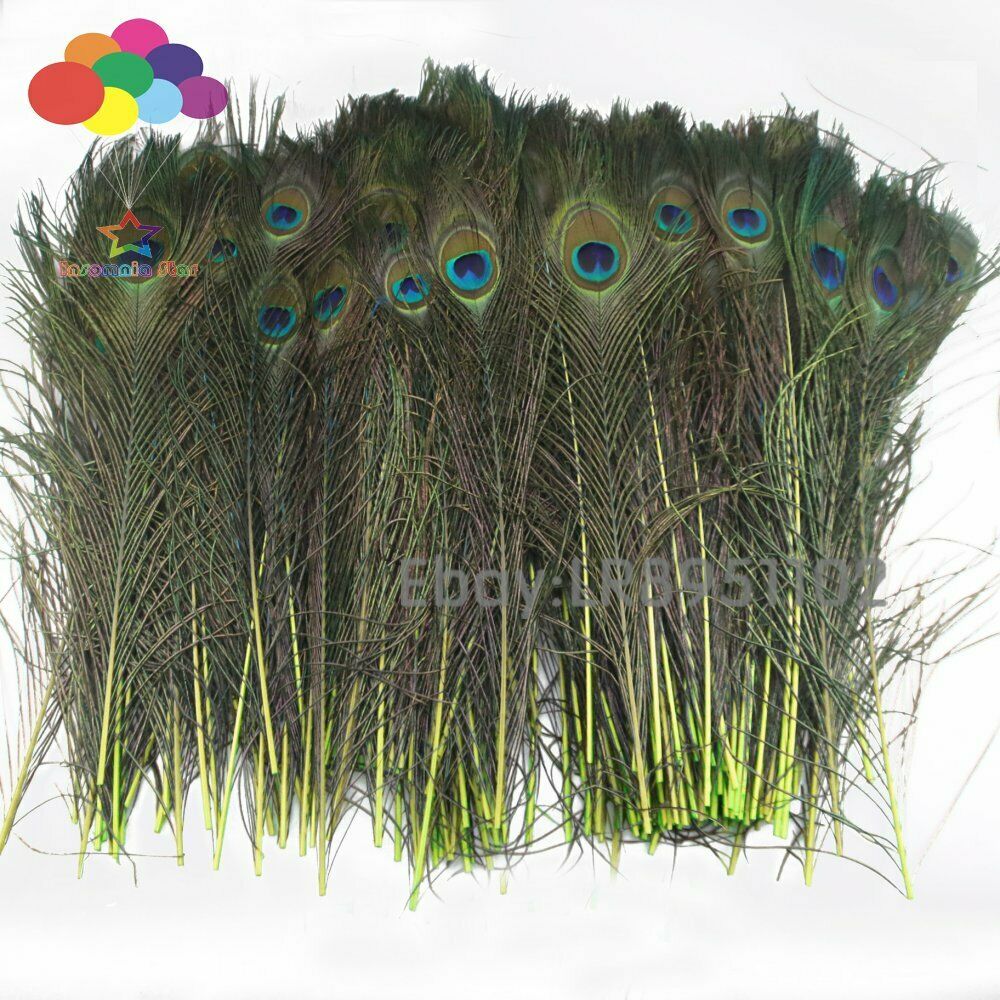 100 PCS Fluorescent peacock feathers dyed 40 to 45 centimeters 16 to 18 inches