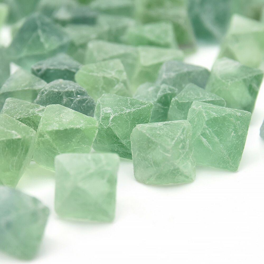 Clear Blue Green Natural Fluorite Crystal Octahedron Rough Mineral Specimens Lot