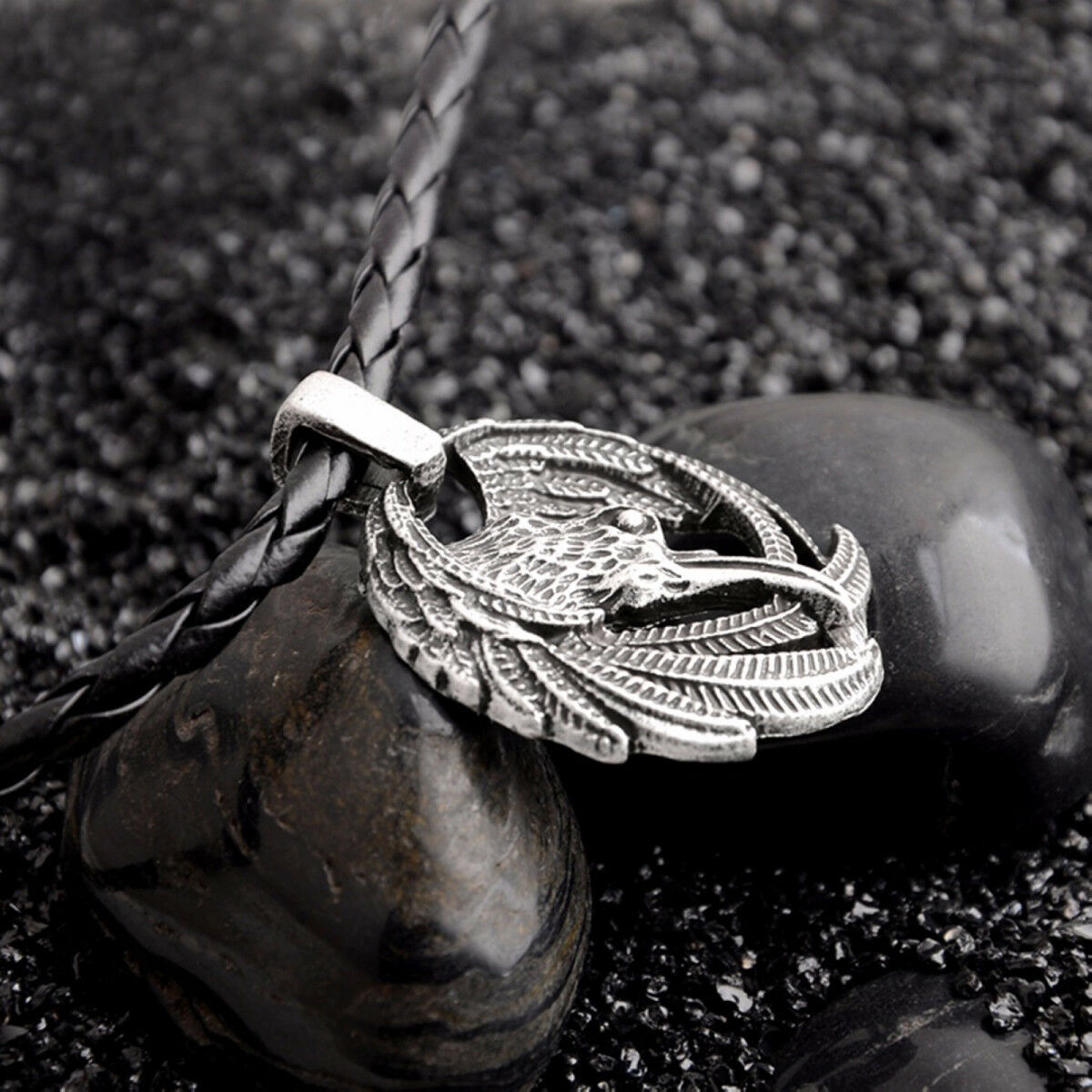 Norse Retro Vikings Odin's Ravens Symbol Pendant Necklace Jewelry Huginn Muninn