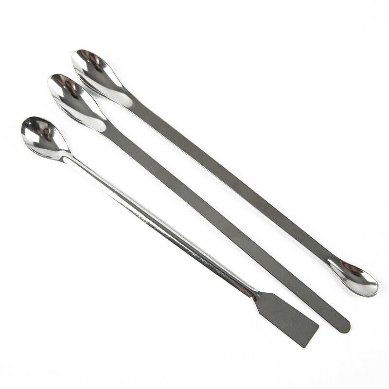 12Pcs Stainless Steel Lab Spoon Spatula Laboratory Sampling Spoon Mixing Spat TL