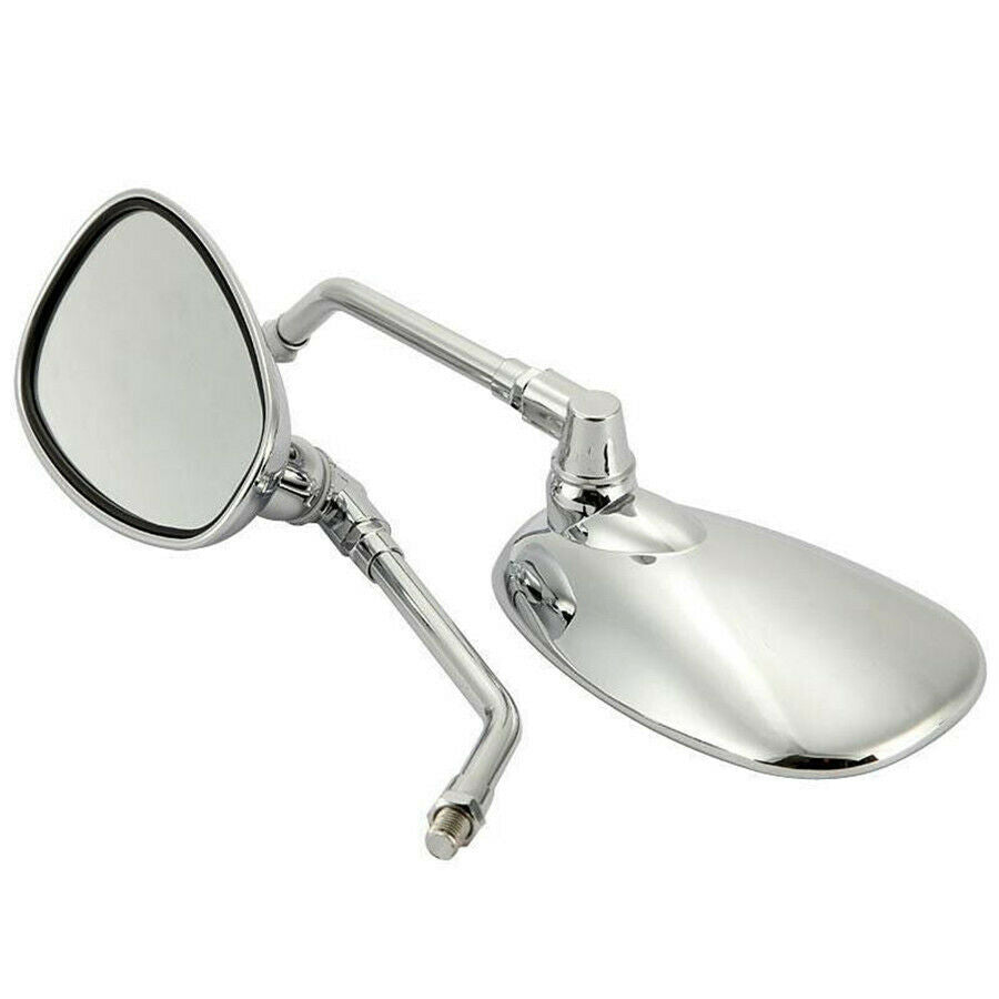 1 Pair 10mm Chrome Plate Adjustable Motorcycle White Glass Rear View Mirrors