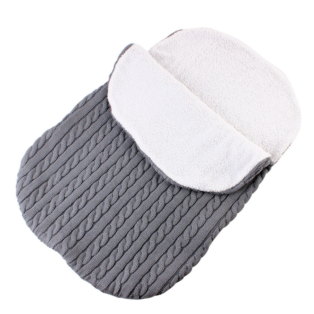 Baby Infant Knit Crochet Swaddle Wrap Swaddling Blanket Sleeping Bag Gray