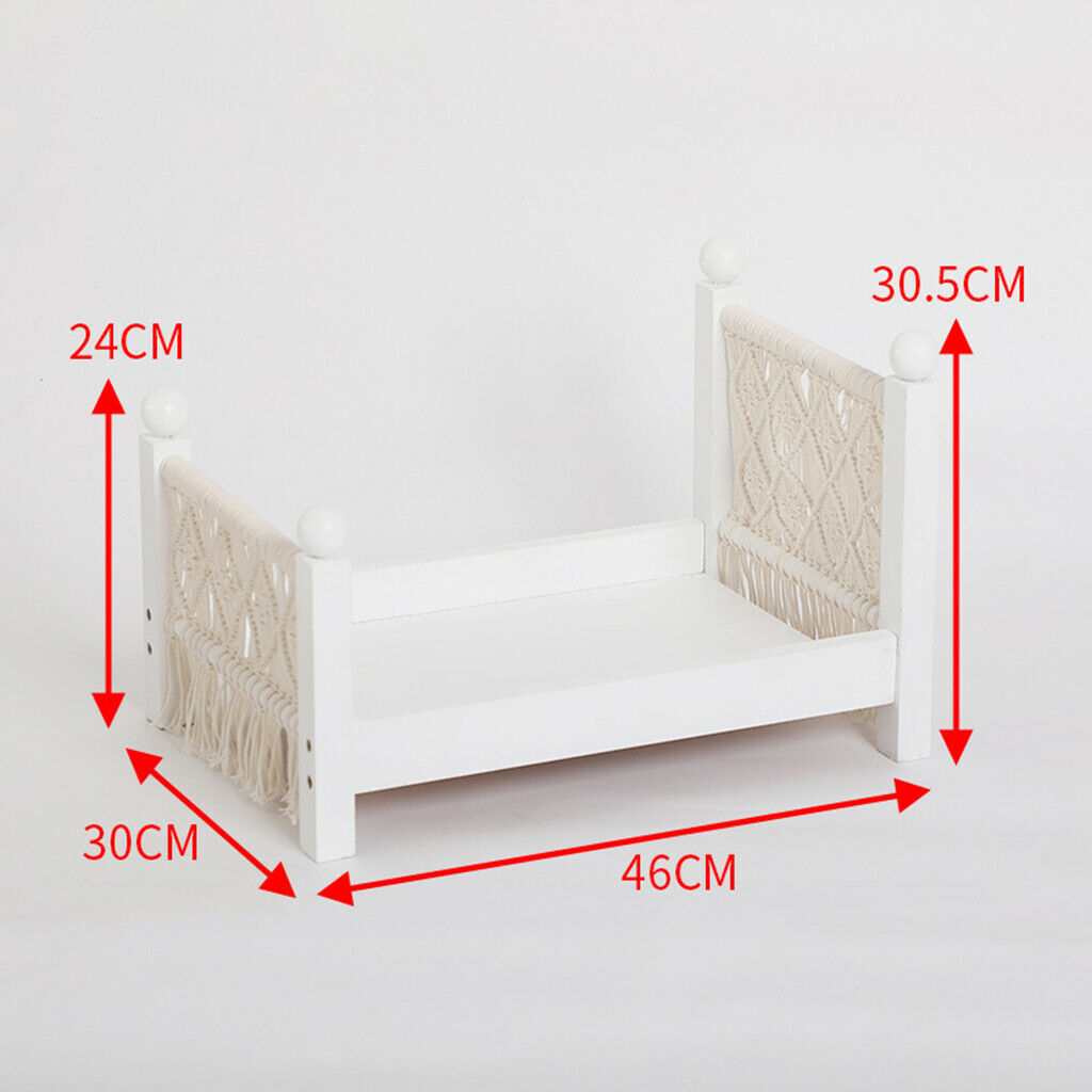 Baby Props Baby Crib White Solid Wood Detachable Mini Bed Background Accs