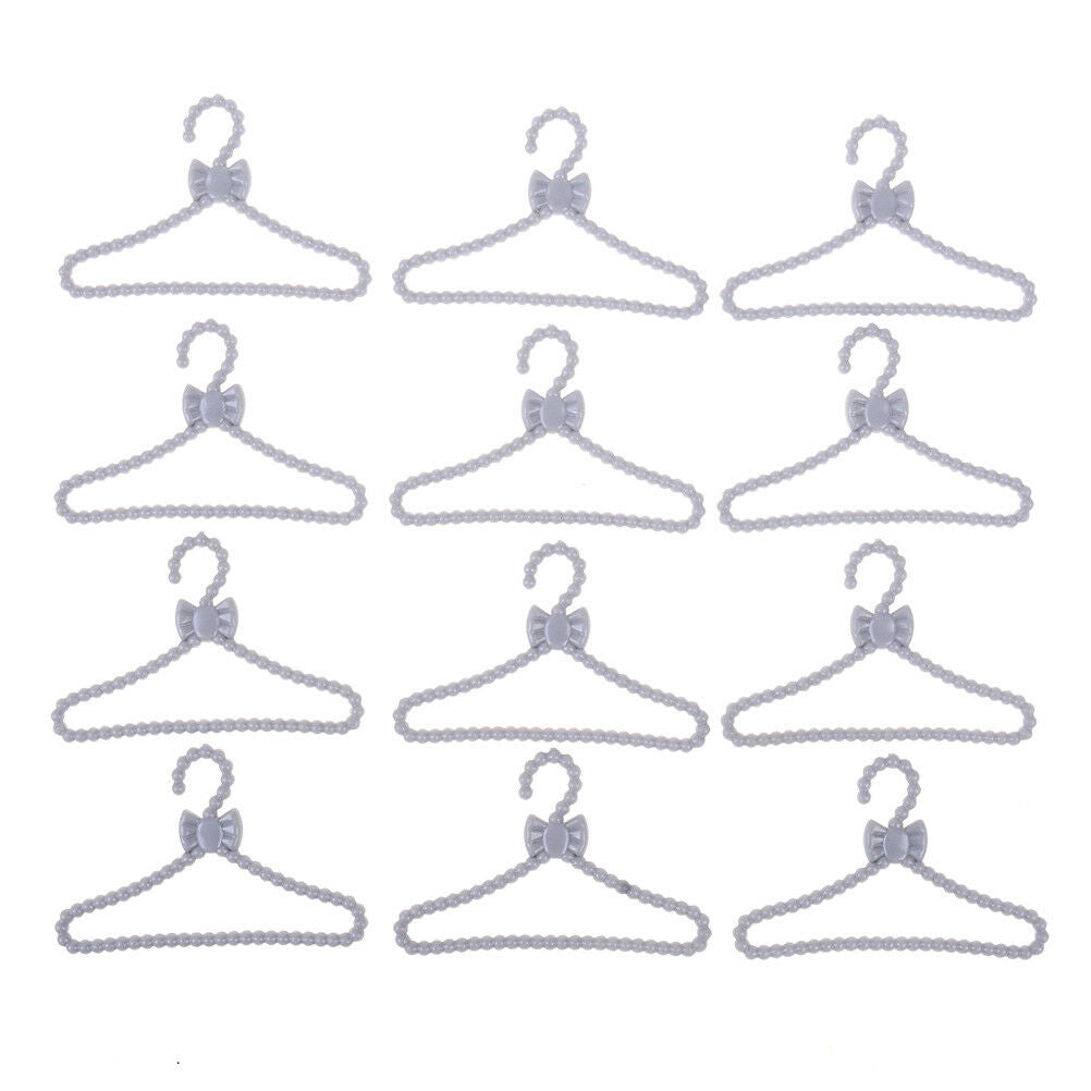 20x mini grau kleiderbügel bowknot design puppenhaus kleid kleidung zubehö.l8