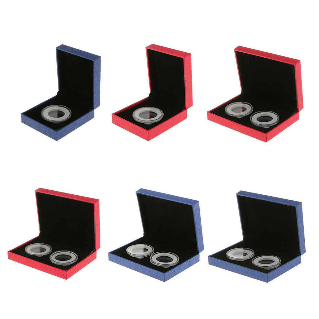2pcs Fancy Single Coin Holder Display for 38MM Commemorative Coins Gift Box