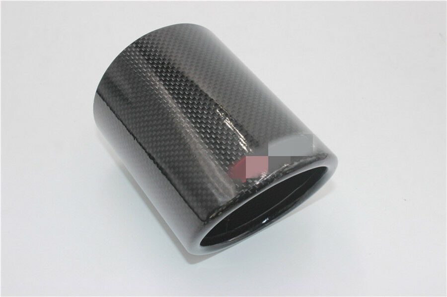 1x Gloss Black Carbon Fiber Car Exhaust Tip Muffler Pipe 51mm inlet 89mm outlet