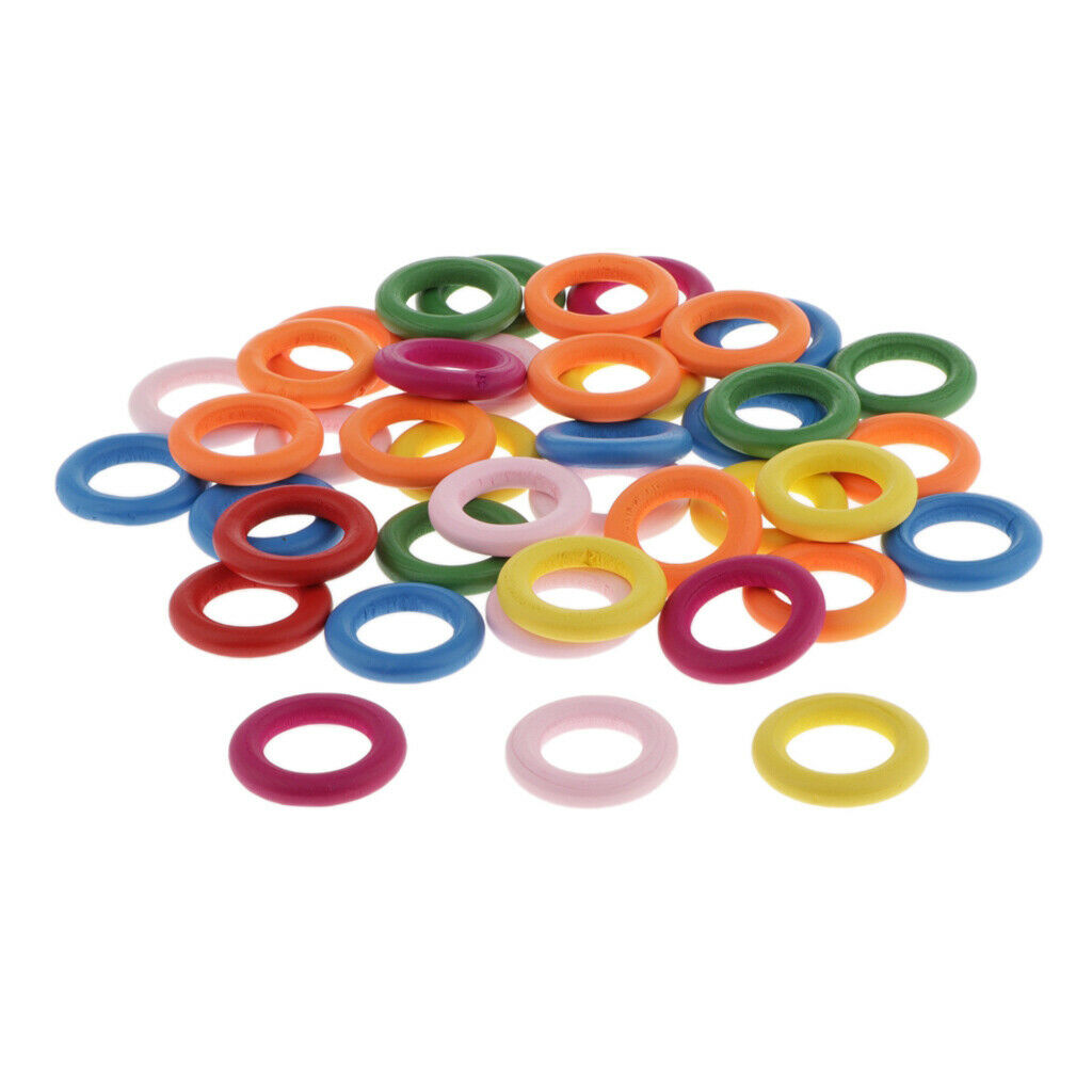 40x Round Mini Wooden Rings Circle Beads â€“Bracelets /Necklace /Earrings DIY