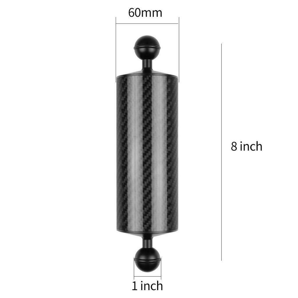 8" Underwater Diving Carbon Float Arm Ball Buoyancy Extend Bracket [Black]