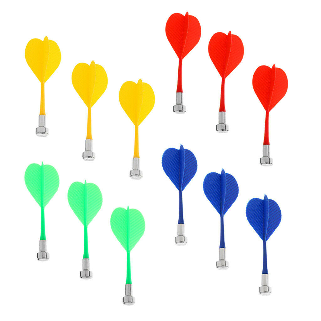 Set of 12 Mix Colors Magnetic Darts Safety Replacement Plastic Darts Set