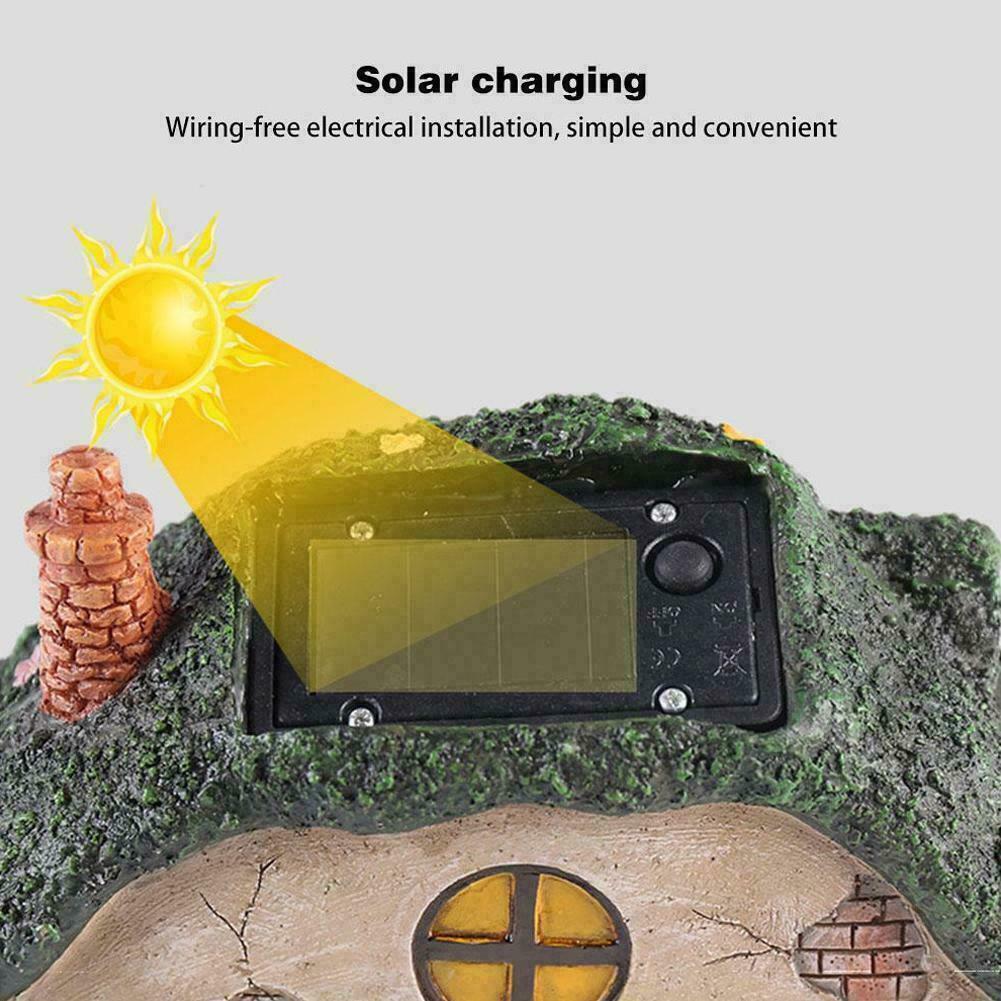 Solar Powered LED Lawn Yard Light Decor Fairy House Statue Outdoor Garden Decor