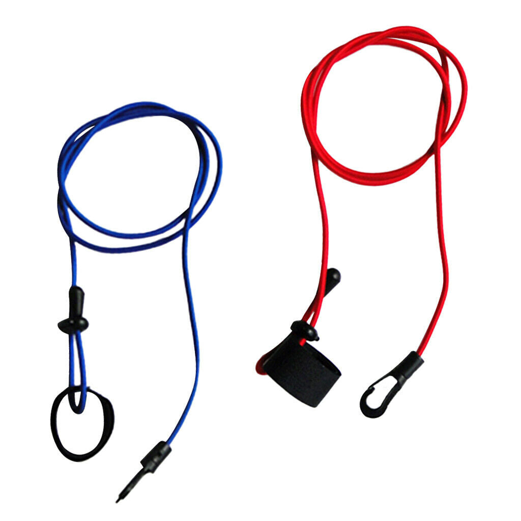2pcs 1.1m Adjustable Strong Bungee Fishing Rod/Kayak Paddle Leash With Clip