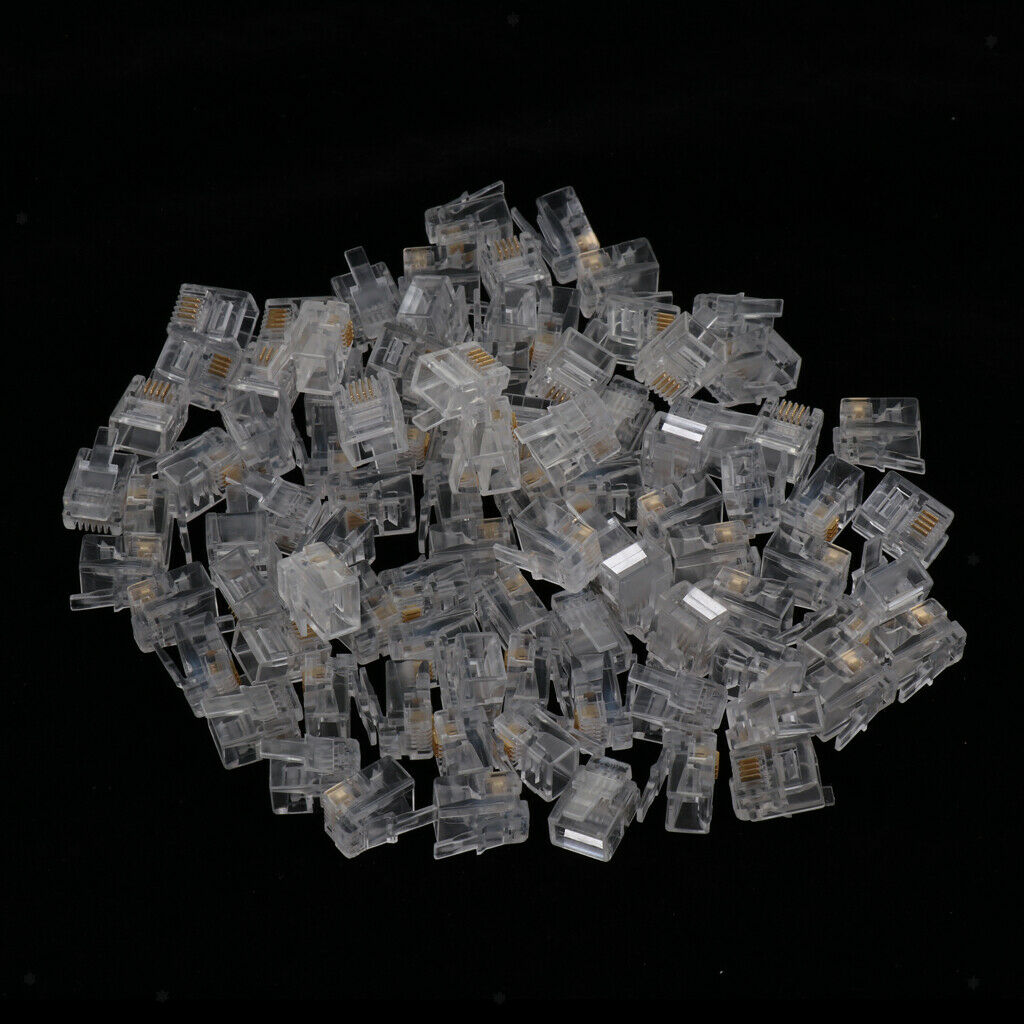 100Pcs/lot RJ11 6P4C Phone Crimp Plugs Connectors Ends for Telephone Fax