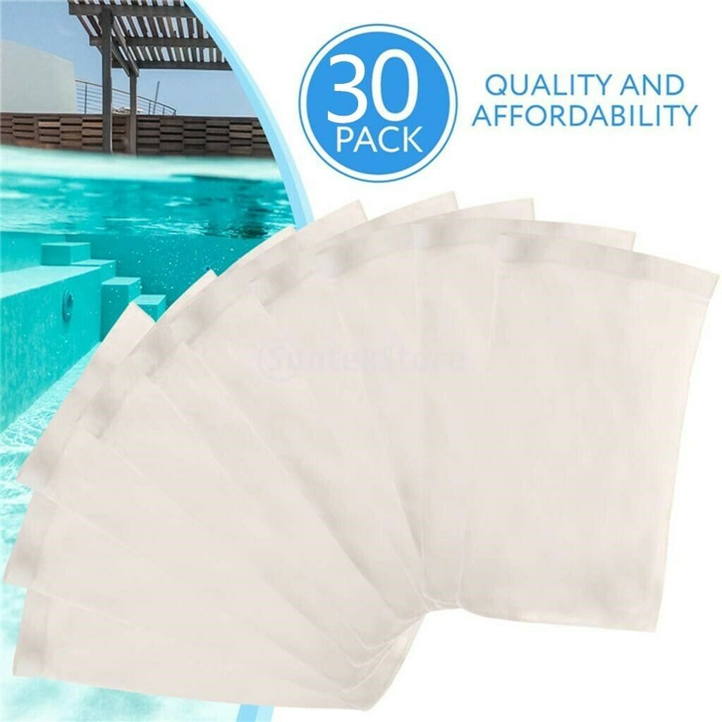 30Pack White Swimming Pool Filter Storage Basket Sock for Above Ground
