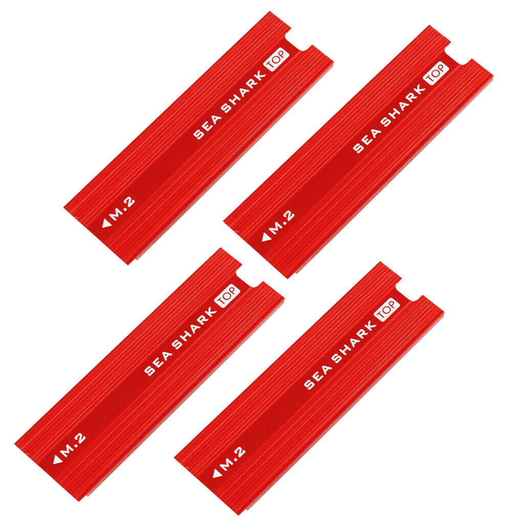 4 Pieces Aluminum Heatsink for PCIe NVMe M.2 NGFF SSD with Thermal Pad-Red