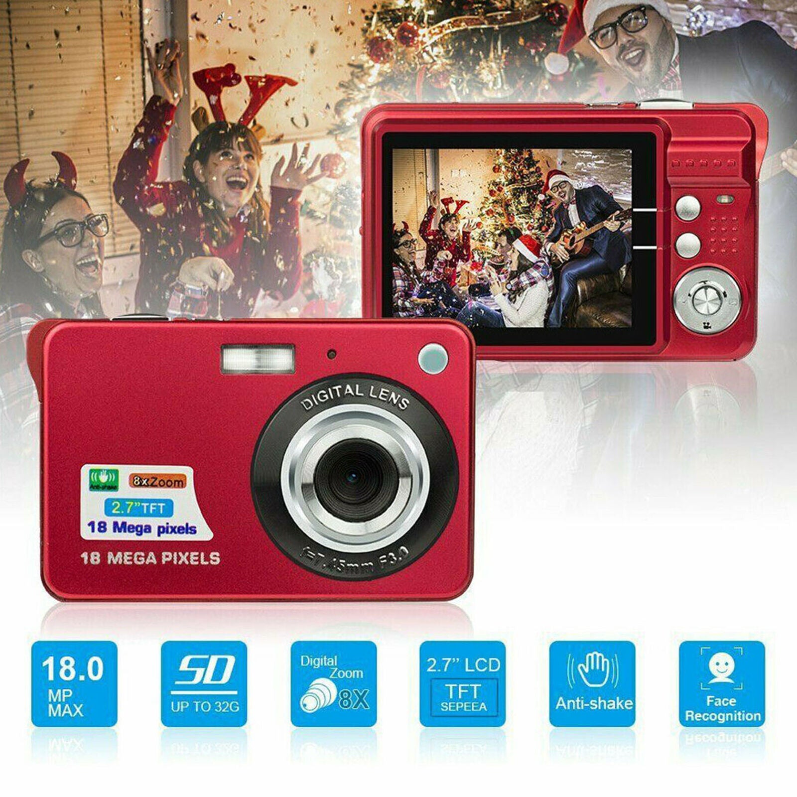 Digital camera 1080P 18MP digital zoom 2.7 inch TFT LCD screen CMOS sensor 66