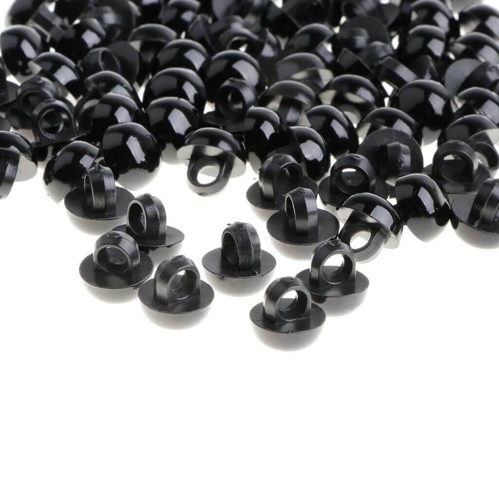 100pcs 9mm Solid Black Mushroom Domed Sewing Button Animal Eyes Nose