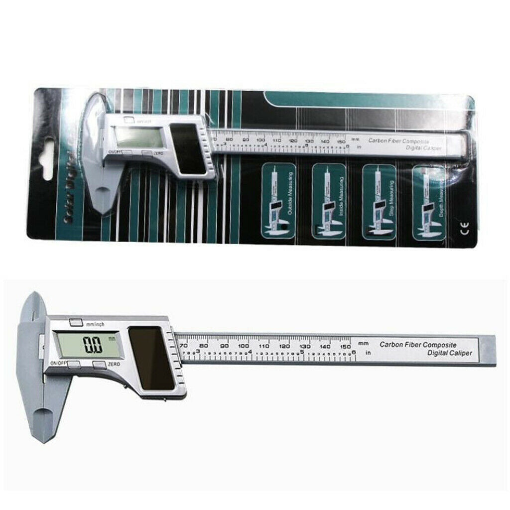 0-150mm Solar Power Digital Vernier Caliper Carbon Fiber Measuring Tools