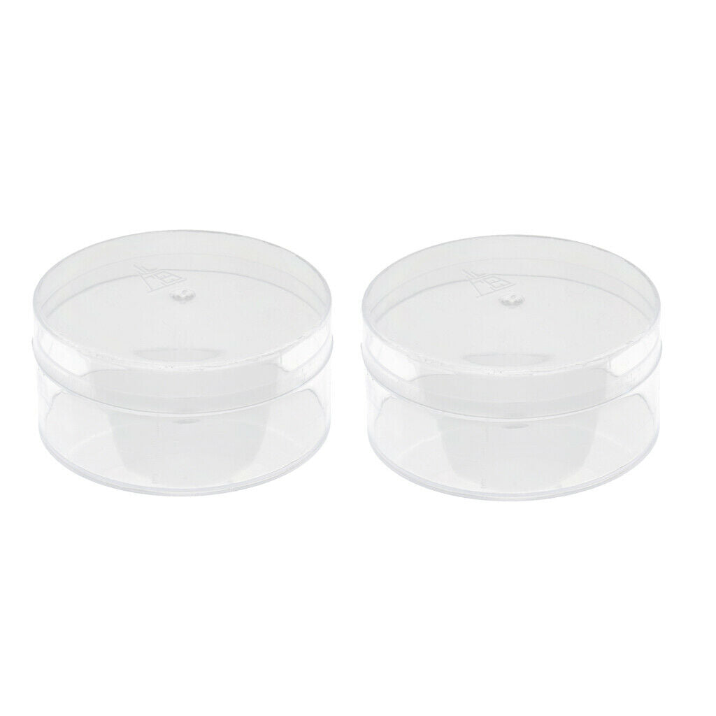 2pcs Round Clear Plastic Box Watch Parts Movement Holder Container 75 x 37mm