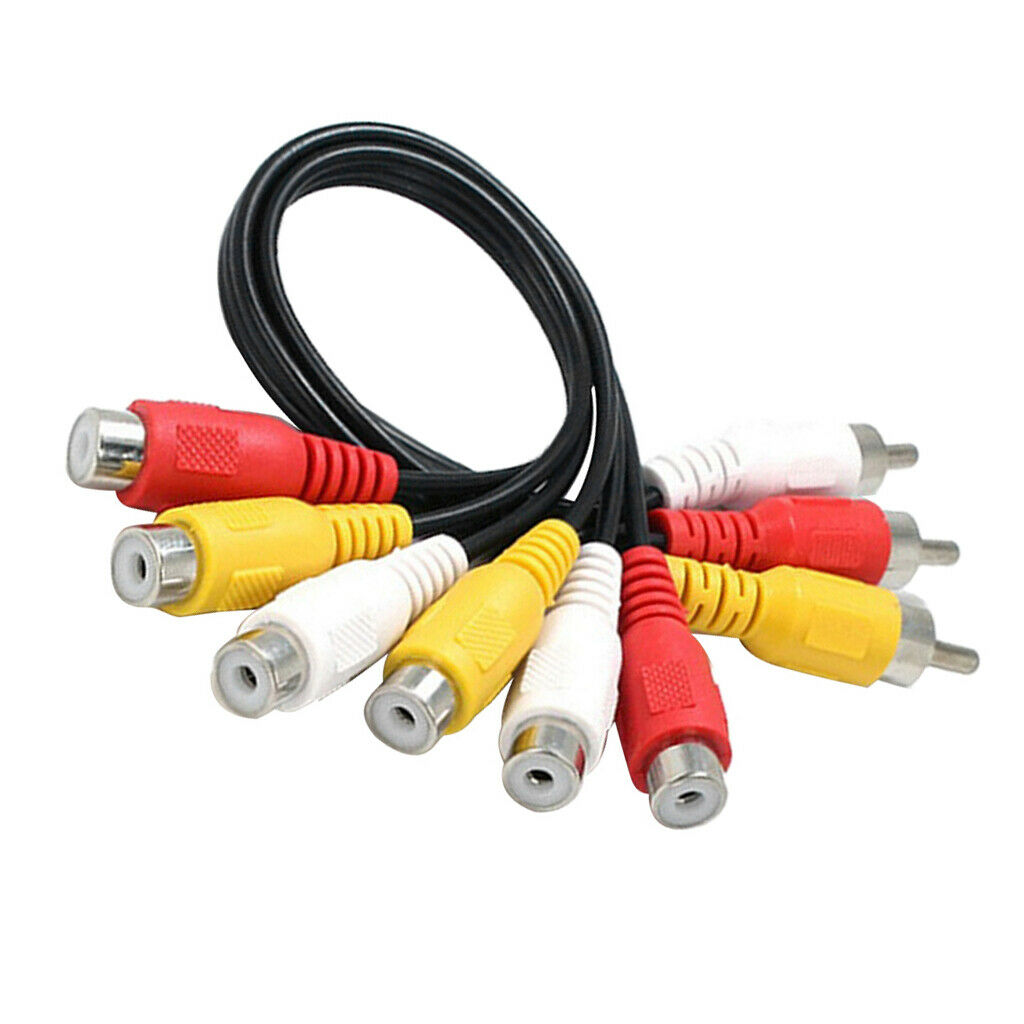 3 RCA Male   to 6 RCA Female Plug Splitter Audio Video AV Adapter Cable