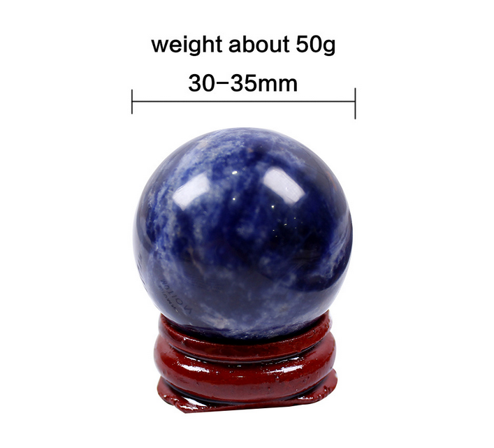 Raw stone natural blue proluta crystal ball home decoration crafts 30-35mm+stand