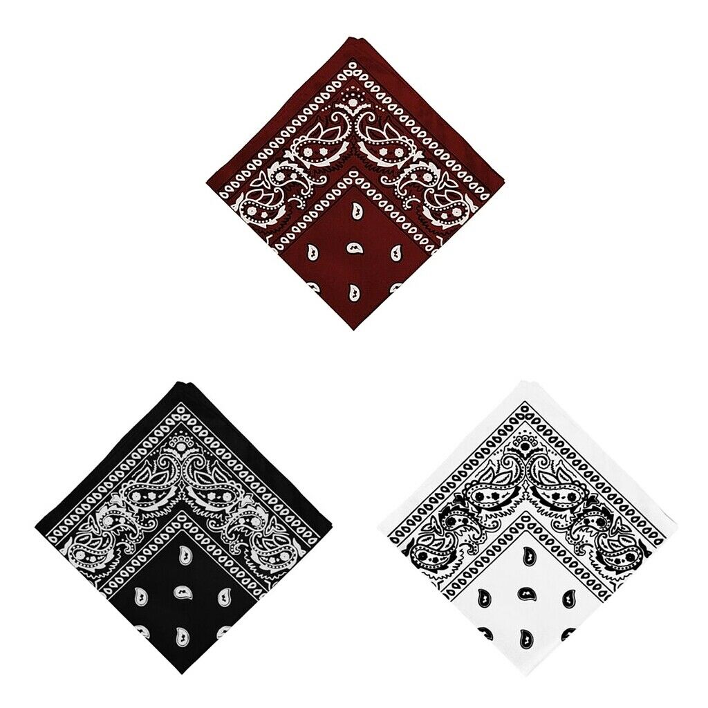 3x Unisex Cotton Paisley Print Paisley Bandana Head Wrap Neck Hair Band