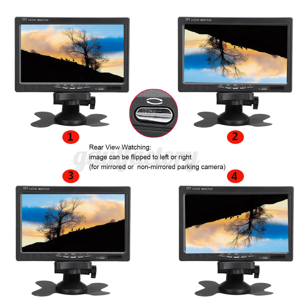Car Reversing Camera +7" inch LCD Monitor Truck Bus Van Rear View Kit 12V/24