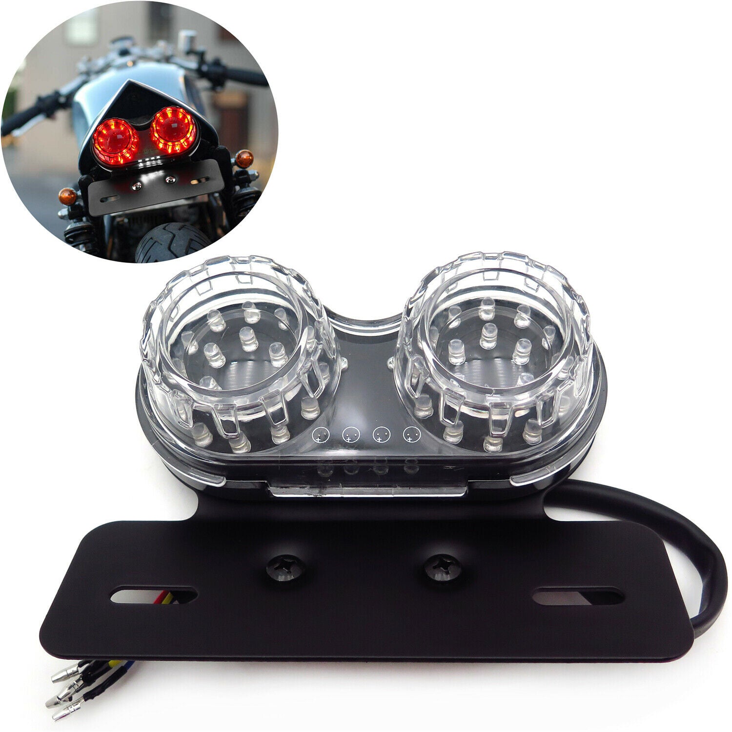 40W LED Twin Dual Cat Eye Motor Taillight Integrated Motor Turn for Bobber Cafe