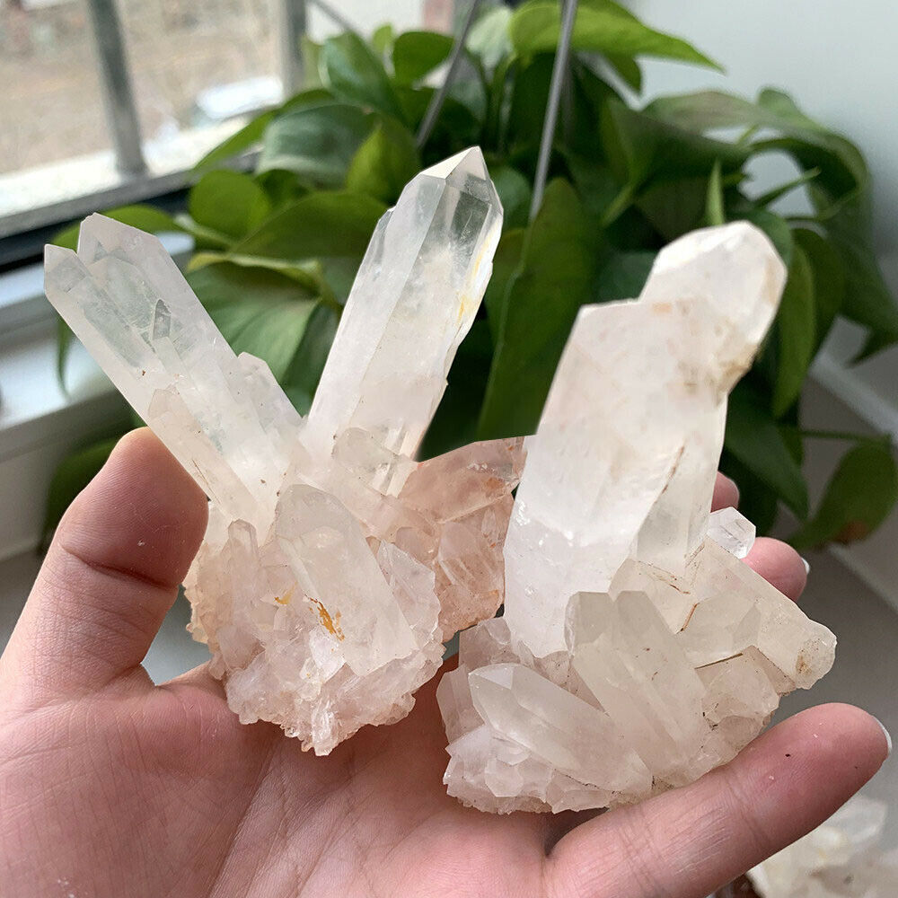 Clear Natural Crystal Quartz Citrine Cluster Mineral Specimen Healing Home Decor