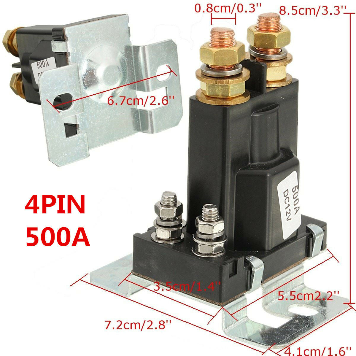 500A AMP 4 Pin 12V DC High Current Relay Contactor On/Off Car Auto Power Switch