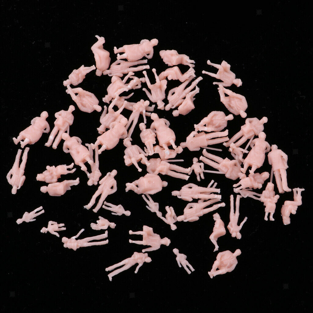 60 Pieces 1:87 Scale Plastic Mini Tiny People Figures Train Layout Decor