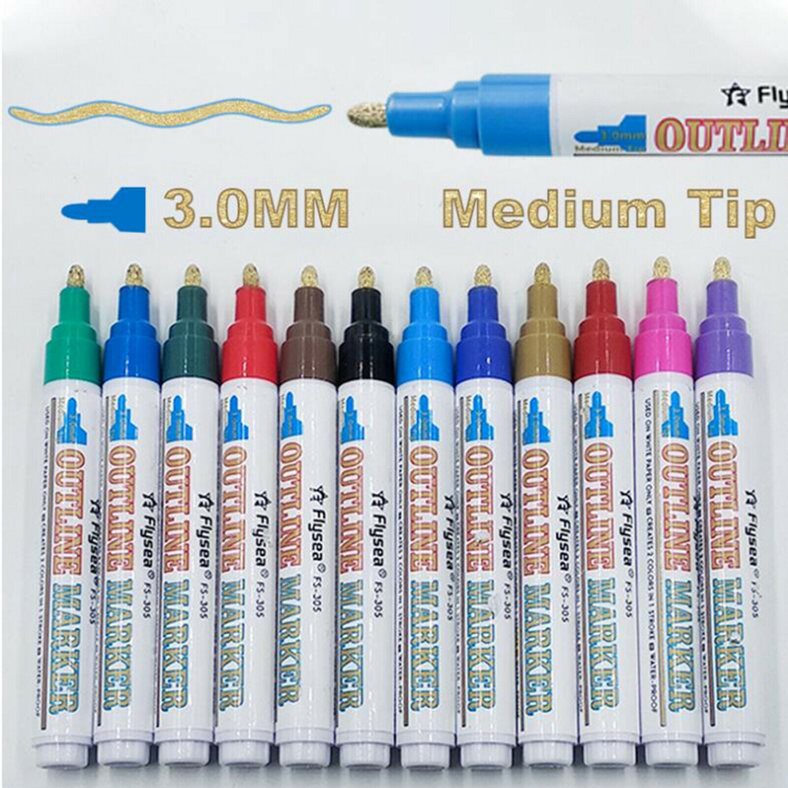 3.0mm Self-outlined Double Line Outline Pen Marker Pens for Art, Drawing Writing