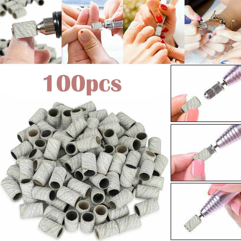 100x Nails Sanding Band Machines for Manicure Pedicure Drill Bit File 180Grit