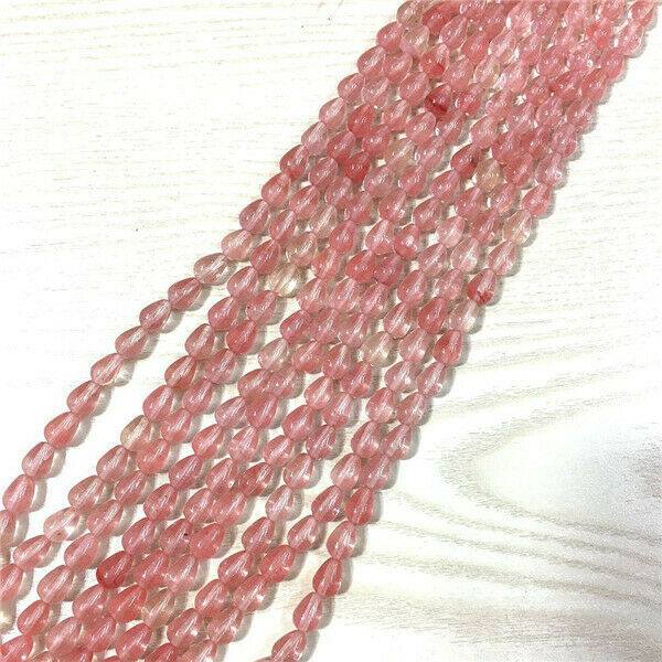 1 Strand/44Pcs 9x6mm Red Cherry Quartz Teardrop Spacer Loose Beads 15.5" HH396