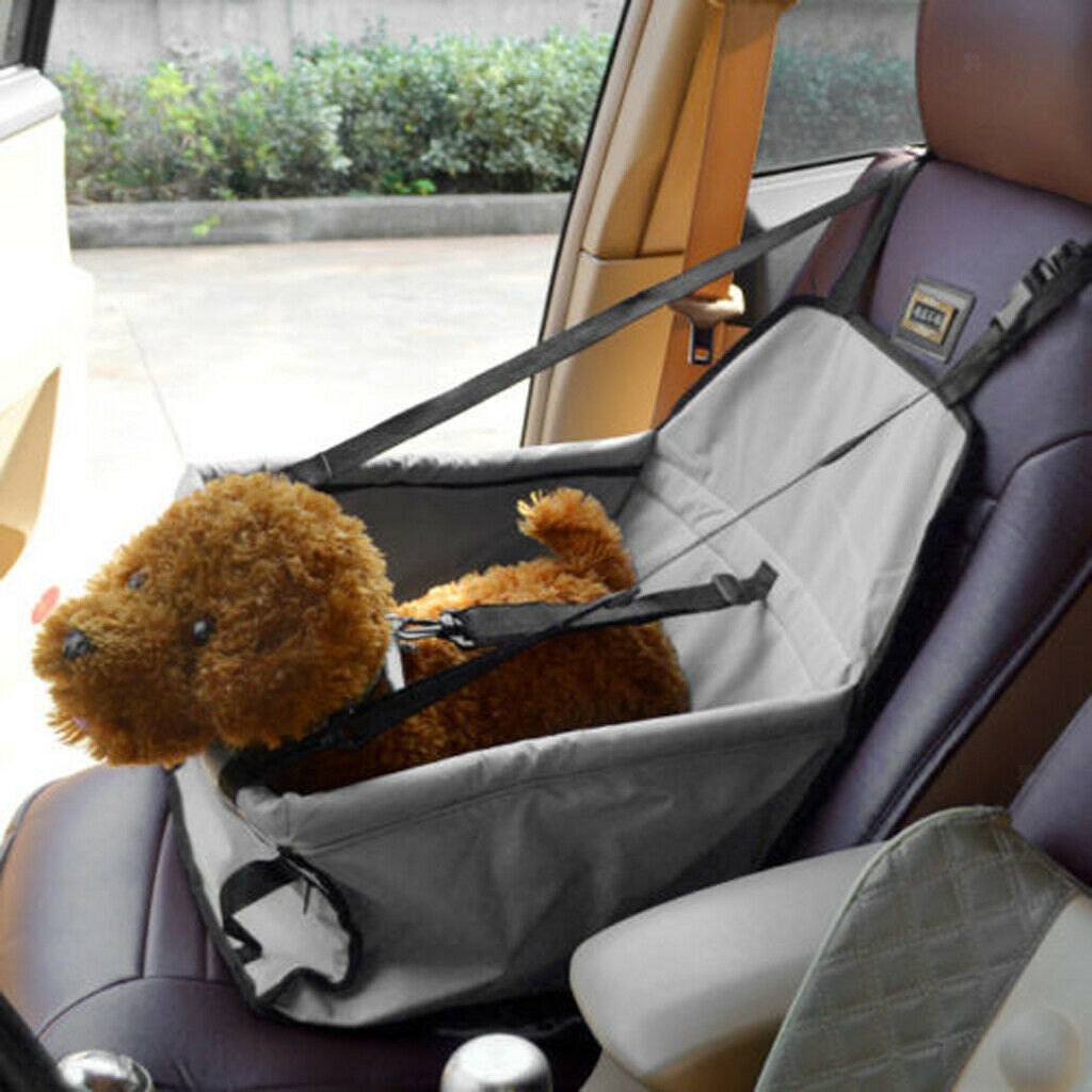 Folding Pet Dog Travel Booster Bag Car Seat Carrier Safety Belt Cover Grey