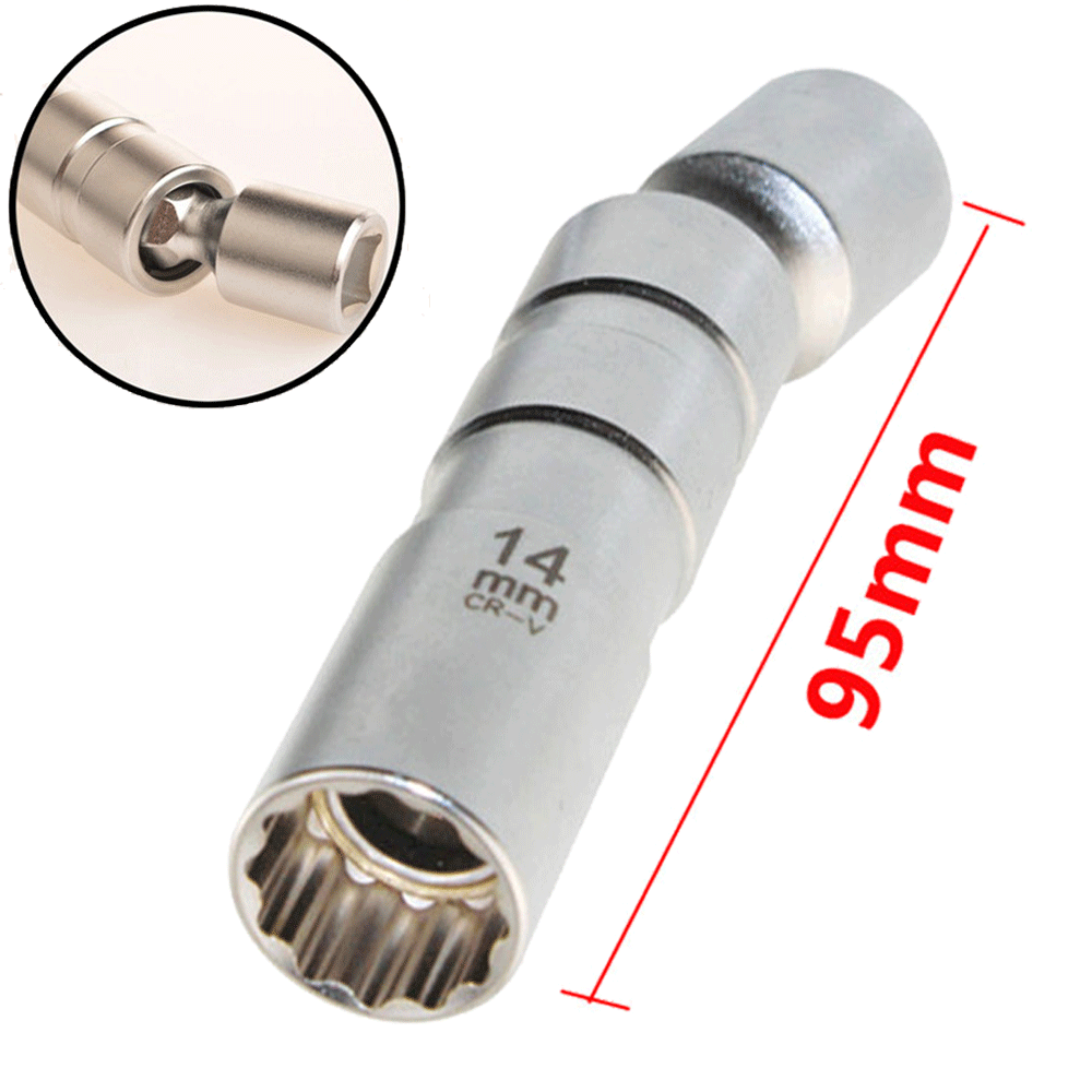 14mm Spark Plug Socket Removal Tool 3/8" Drive Short Style High Strength Wrench