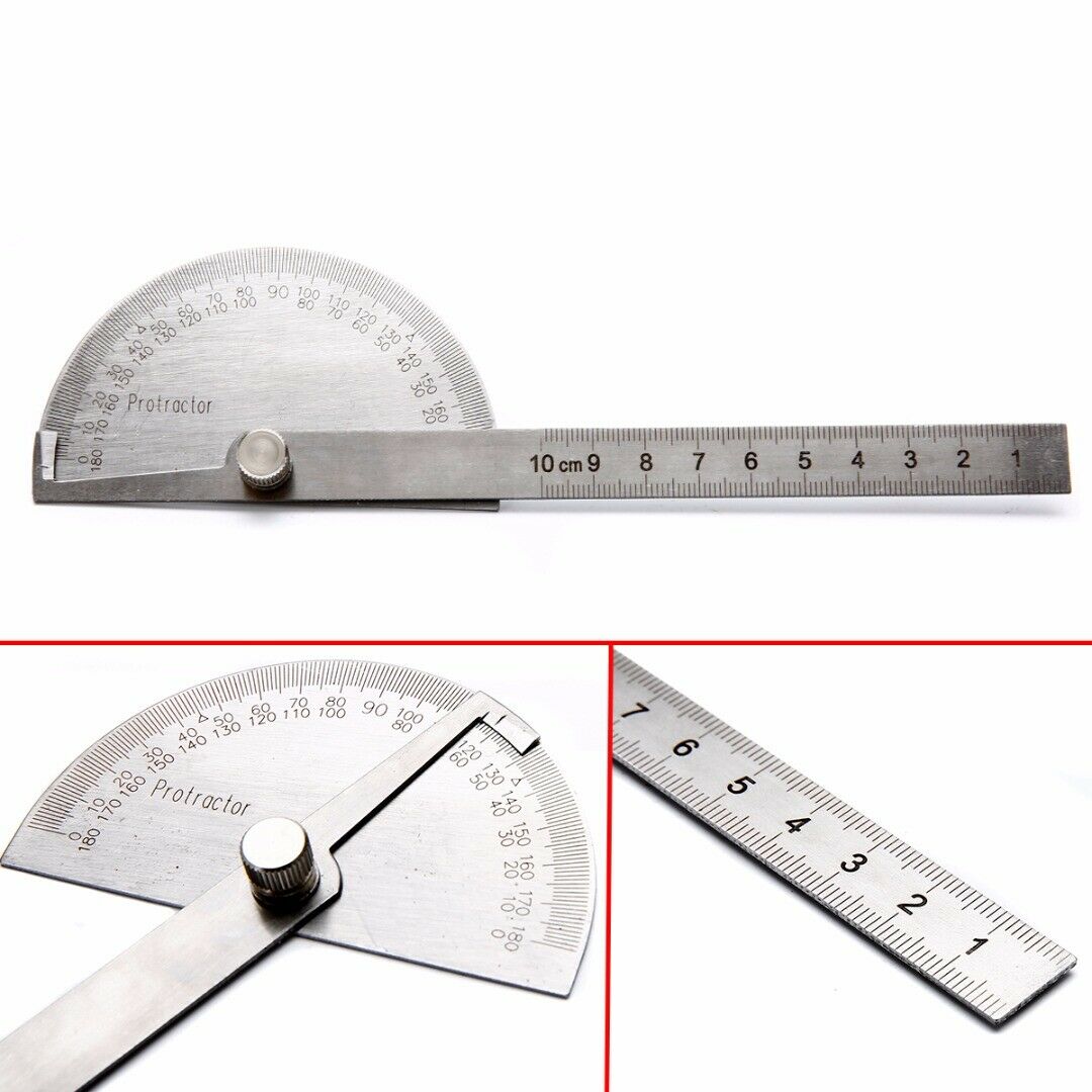 180 degree Protractor Angle Finder Arm Stainless Steel Measuring Ruler Tool