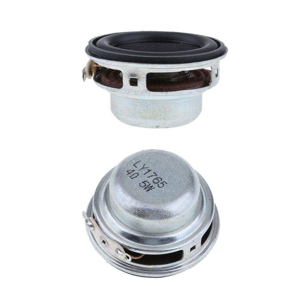 2x 40mm 4Ohm 5W Full Range Speaker Round Loudspeaker 18 Coil Rubber Edge