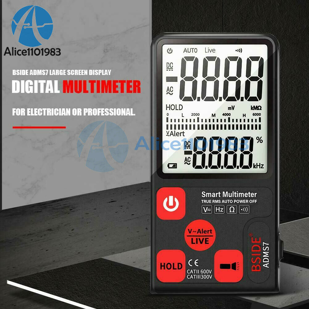 ADMS7 Portable Digital Smart Multimeter AC/DC Voltage Meter Tester 6000 Count