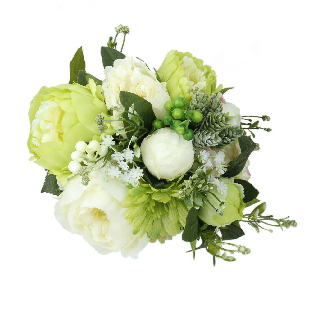 Bridal Peony Flower Bouquet Wedding Flower w/ Ribbons Wedding Decoration