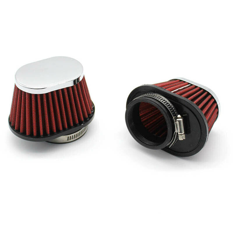 60mm Air Filter + Clamp Motorcycle ATV Carburetor Pod Cleaner Oval Intake Tube