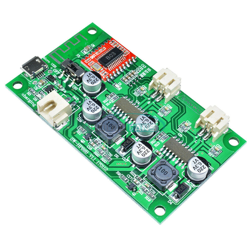 5V 6W+6W 2-Channel Stereo Bluetooth Amplifier Board Lithium Battery Powered AMP