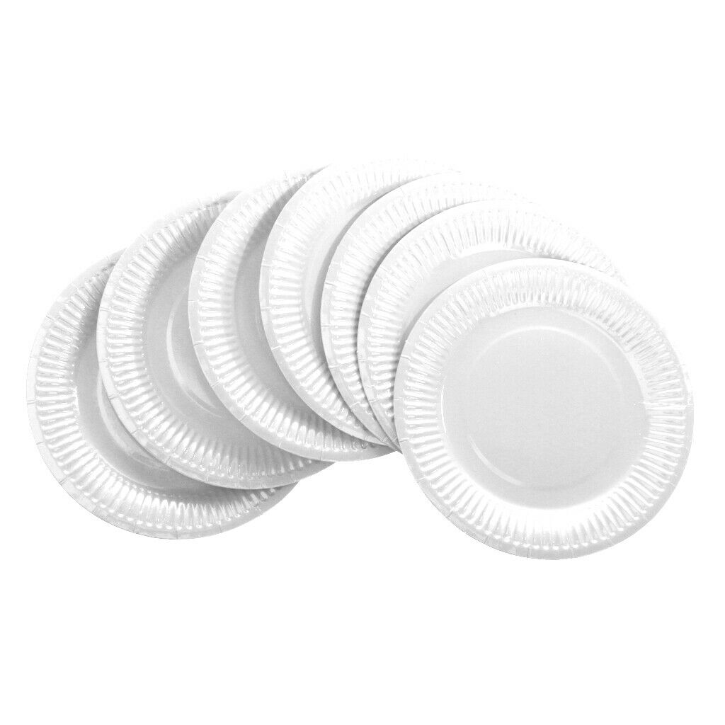 10 Disposable Round Paper Plates Tableware Christmas Birthday Catering White