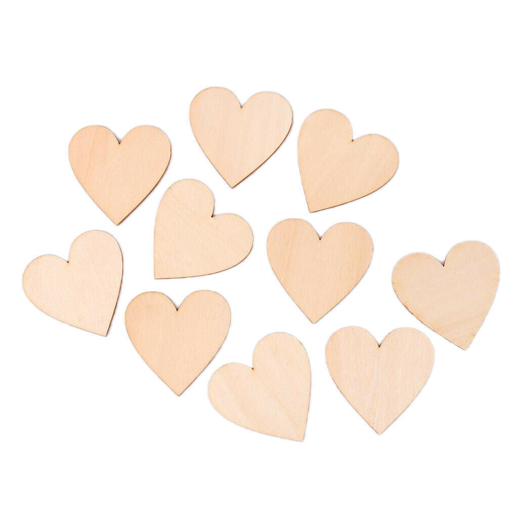 20 Pieces Natural Cutouts Wood Heart Shapes DIY Craft Wooden Embellishments