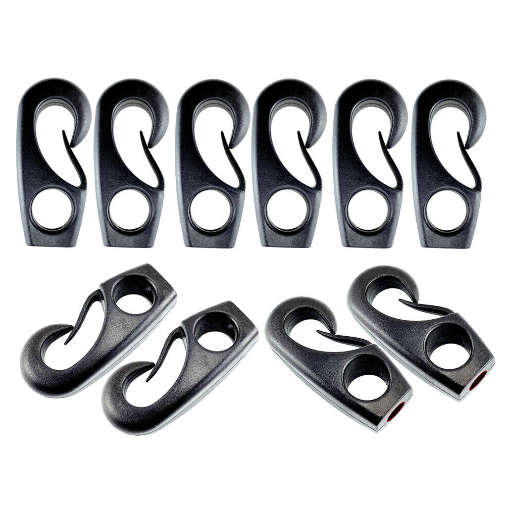 10pcs Black Reusable Nylon  Hook Boats Shock Cord Hook For Shock Cords