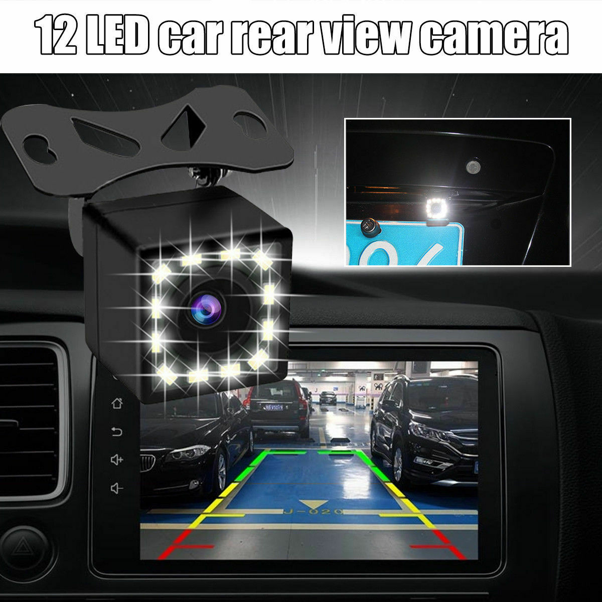 12 LED HD Car Rear View Reverse Backup Camera Parking Night Vision Waterproof
