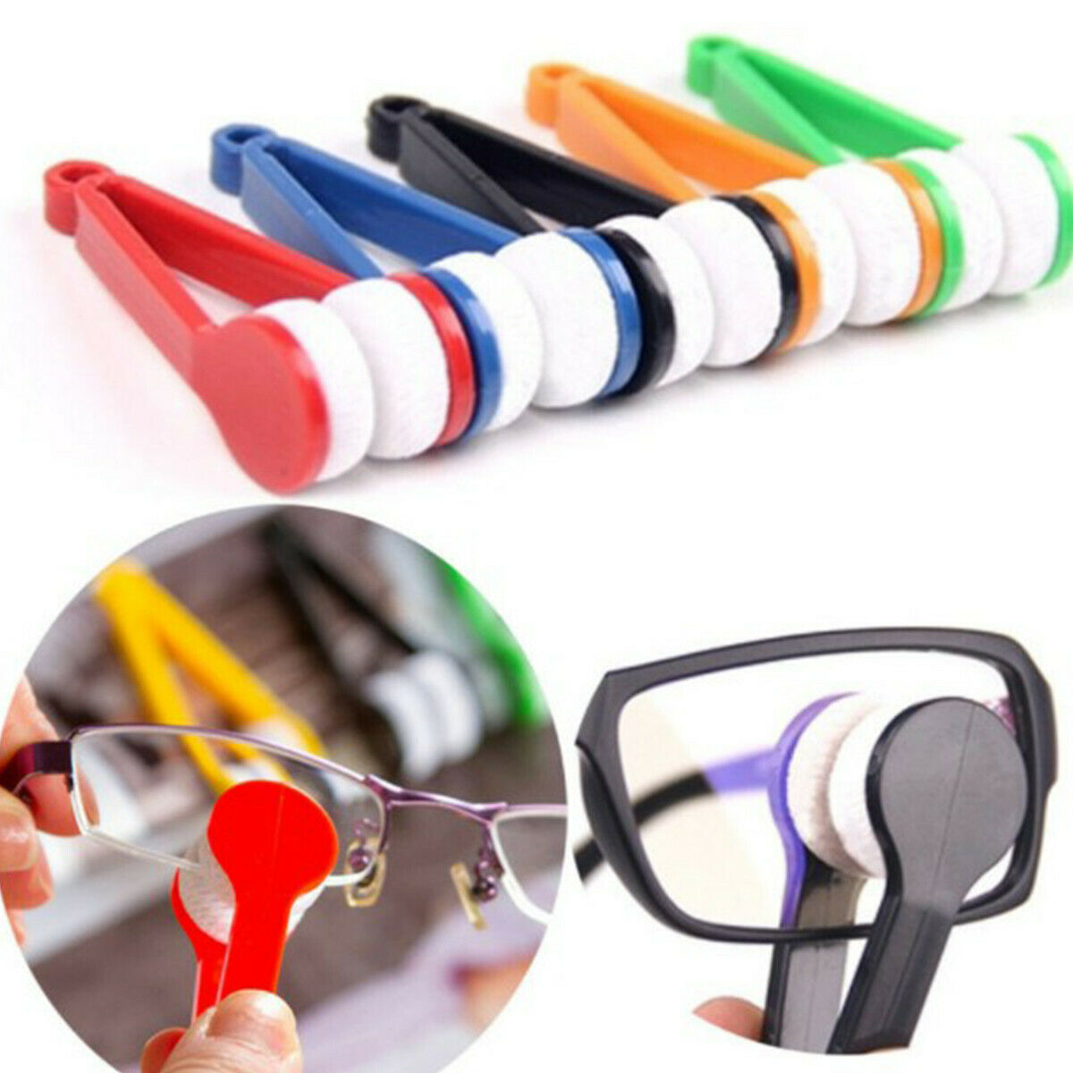 3Pcs Portable Sunglasses Glass Cleaner Eyeglass Microfiber Cleaning Brush Tool